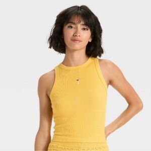 a new day yellow Ribbed aperol spritz Tank